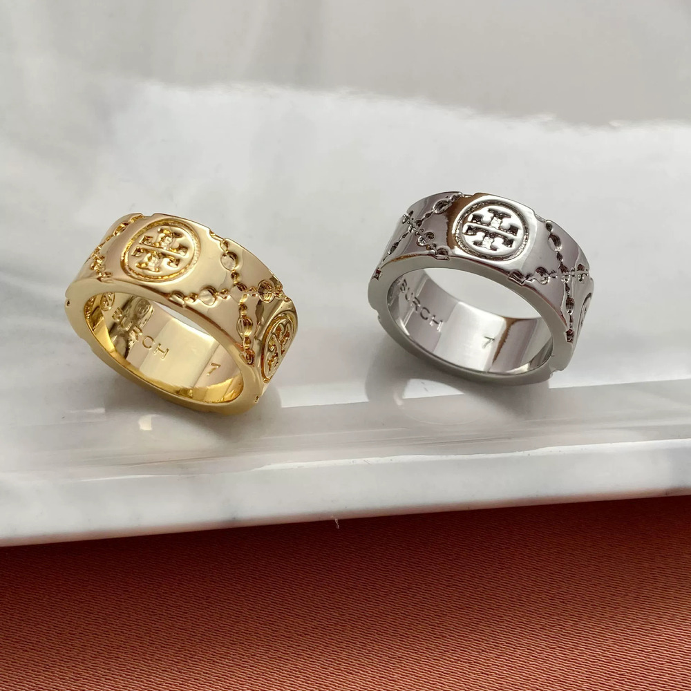 Tory Burch Letter Inlay Metal Ring